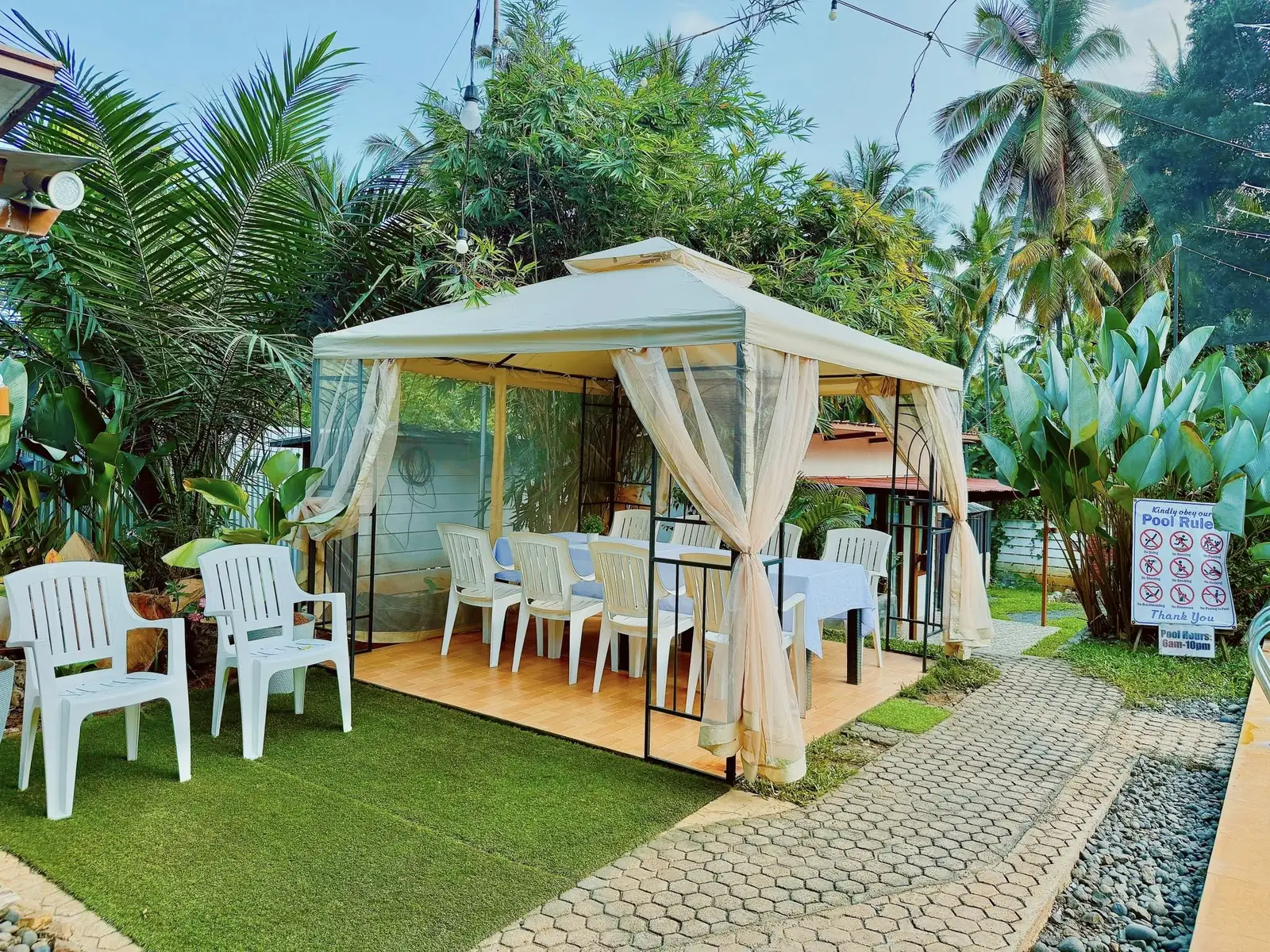The gazebo and dining area